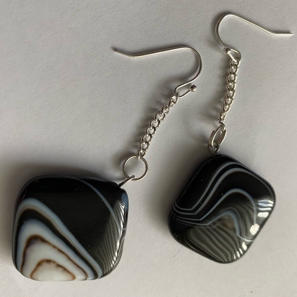 NEW Genuine Sardonyx crystal earrings - Picture 2 of 4